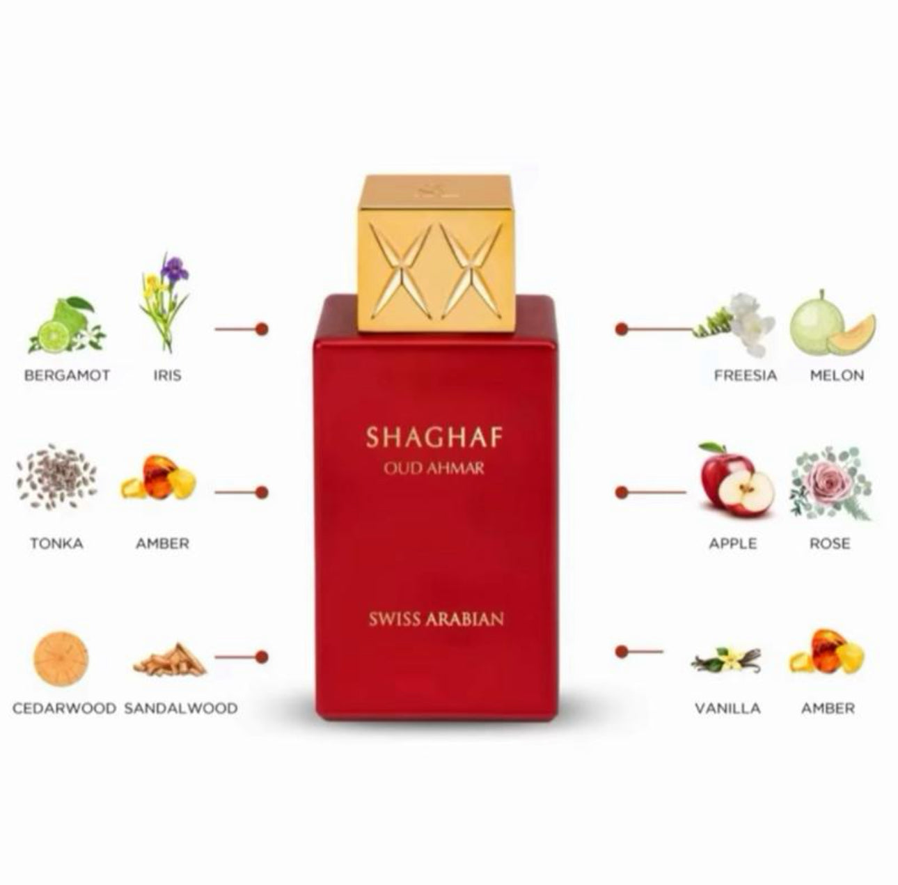 Swiss Arabian Shaghaf Oud Ahmar 75ml Eau De Parfum - Fruity Floral Vanilla Amber Musk Unisex Fragrance