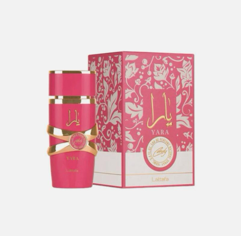 Lattafa Yara Candy 100ml Eau de Parfum - Fruity Sweet Candy Vanilla Musky Women's Perfume Fragrance with Gold Accents